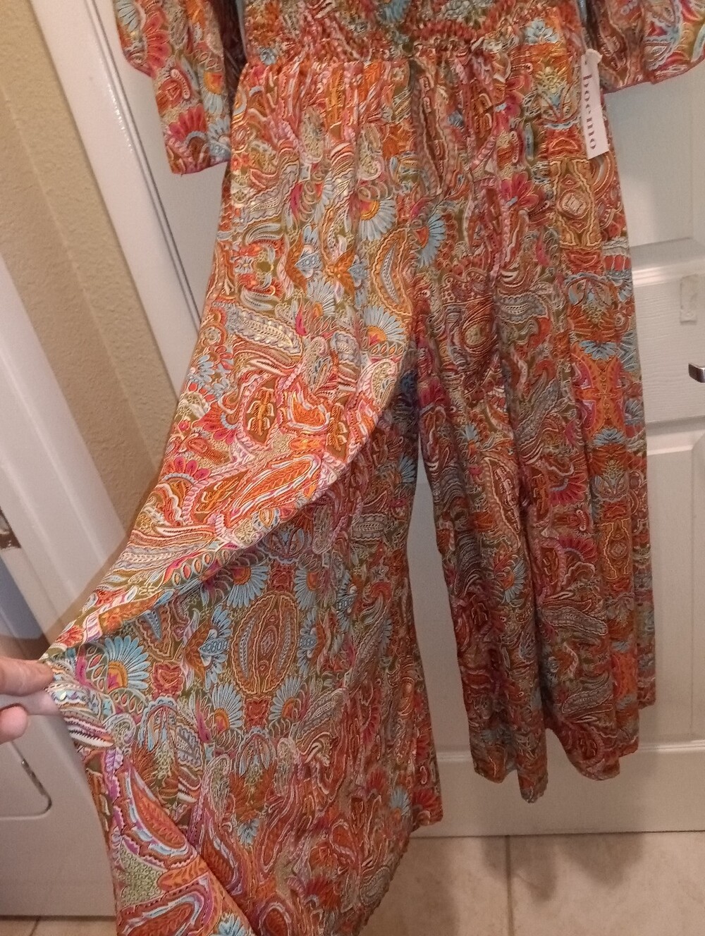 NWT Boemo 2 Pc Boho Paisley Wide-Leg Pants Set - Multicolor - Picture 4 of 8